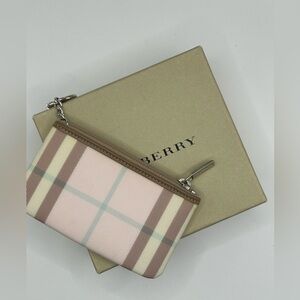 Burberry Check Coin Keychain Pink and Brown